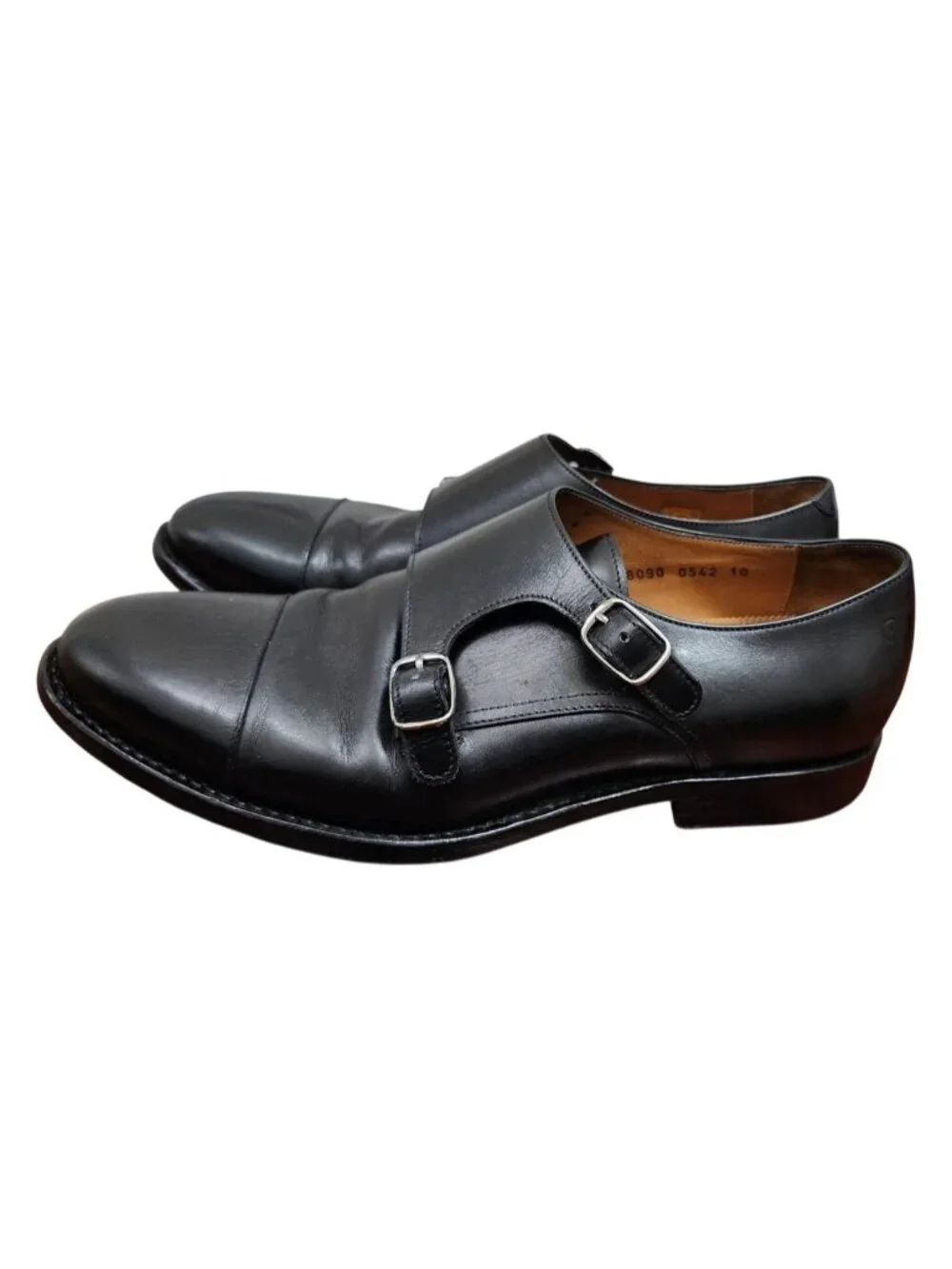 Armin Oehler Men’s Black Leather Double Monk Strap Cap Toe Dress Shoes US 10
